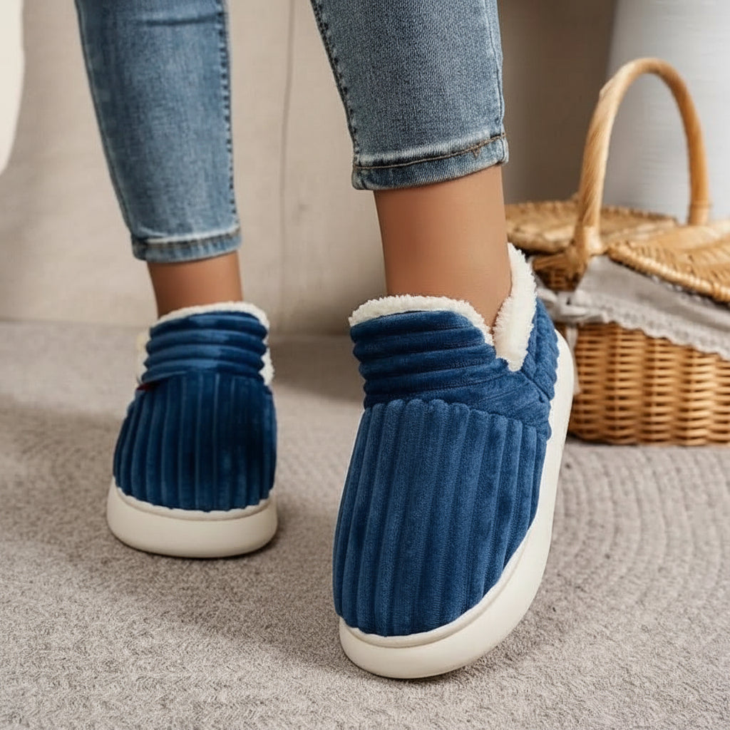 Warm Vegan Fleece House Slippers with Orthopedic Support