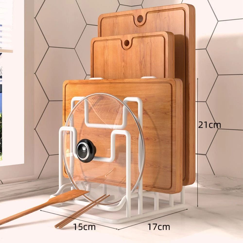 Tiered Metal Pot Lid and Chopping Board Rack