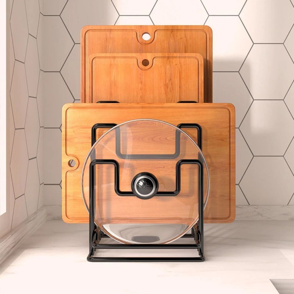 Tiered Metal Pot Lid and Chopping Board Rack