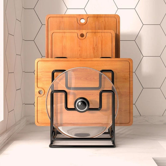 Tiered Metal Pot Lid and Chopping Board Rack