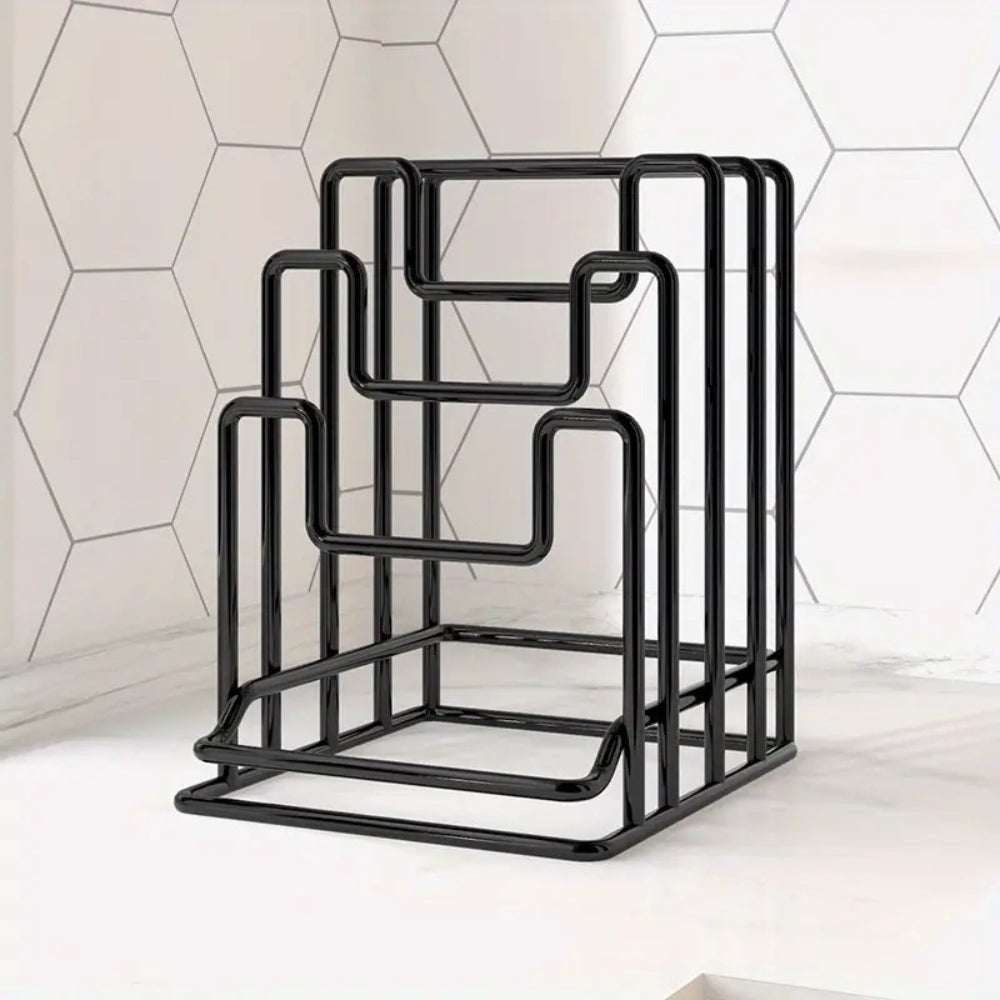 Tiered Metal Pot Lid and Chopping Board Rack