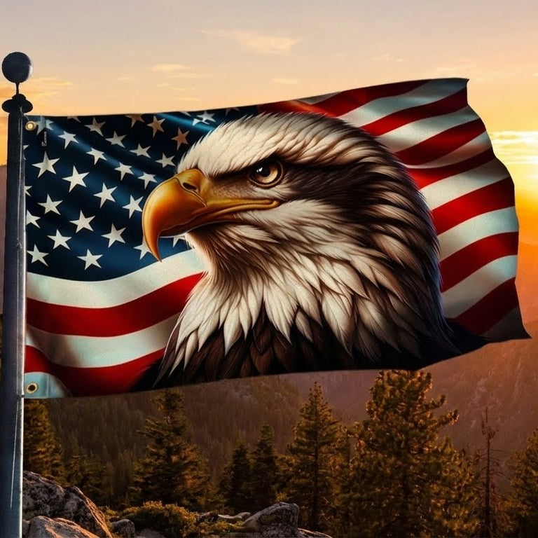 Patriotic Eagle Canvas Grommet Flag - Double-Sided, 3 Sizes Available