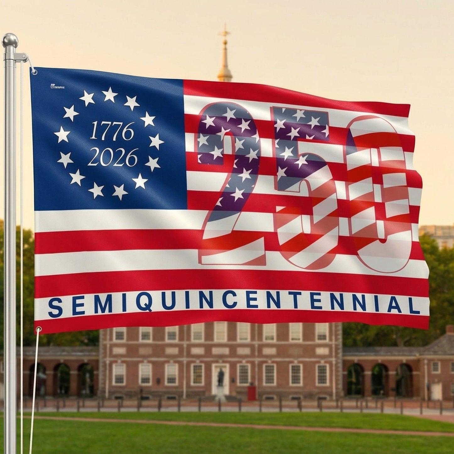 Patriotic Grommet Flag for America's 250th Anniversary