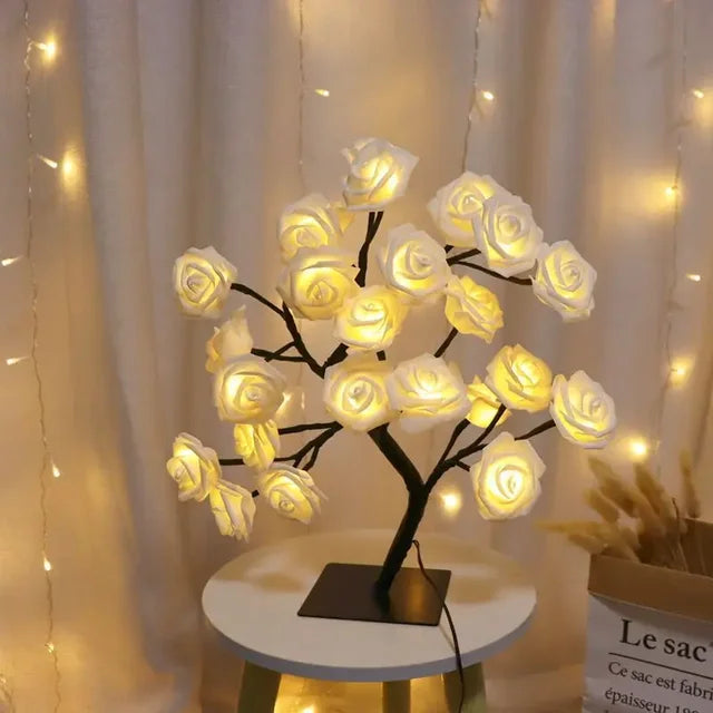 LED Tree Table Lamp - Warm White Decorative Light for Cozy Spaces