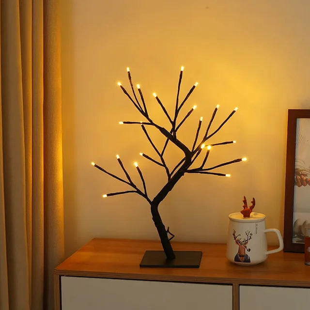 LED Tree Table Lamp - Warm White Decorative Light for Cozy Spaces