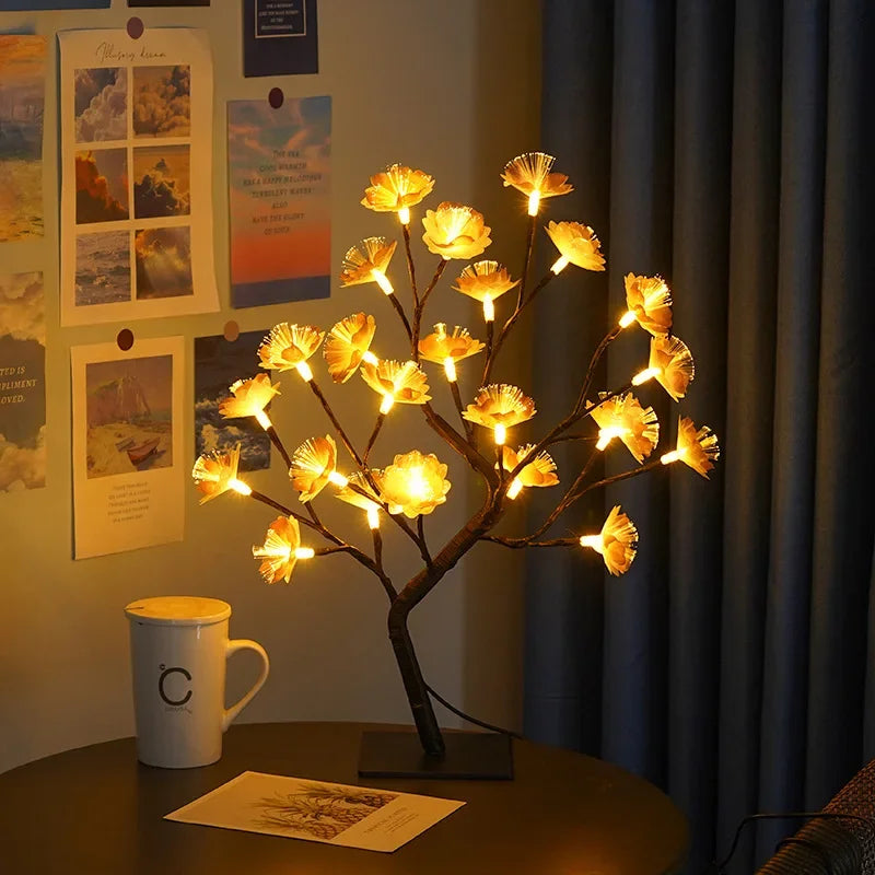 LED Tree Table Lamp - Warm White Decorative Light for Cozy Spaces