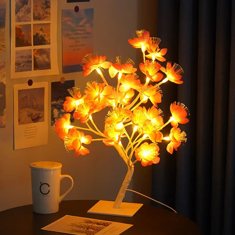 LED Tree Table Lamp - Warm White Decorative Light for Cozy Spaces