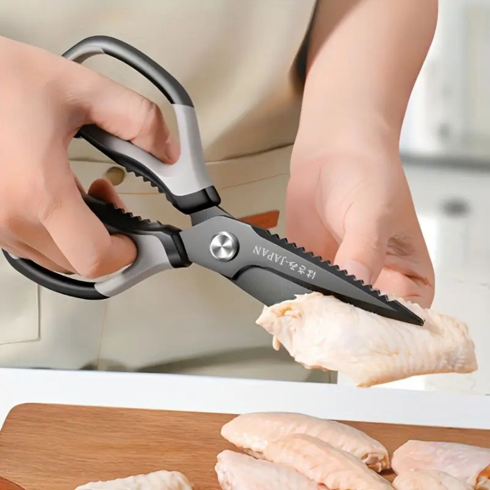 Triple-Sharp Stainless Steel Kitchen Scissors with Ergonomic Grip