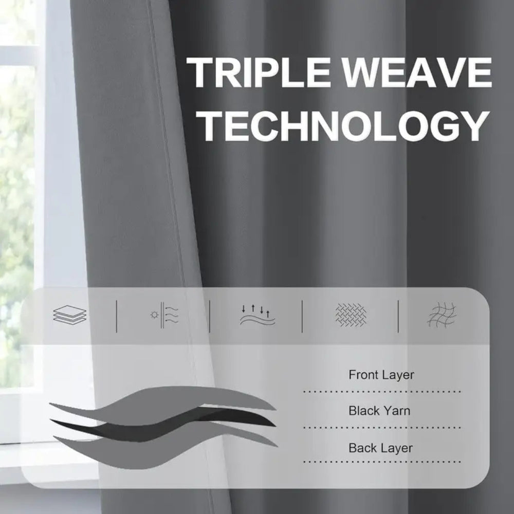 Thermal Blackout Curtains with Rod Pocket Design