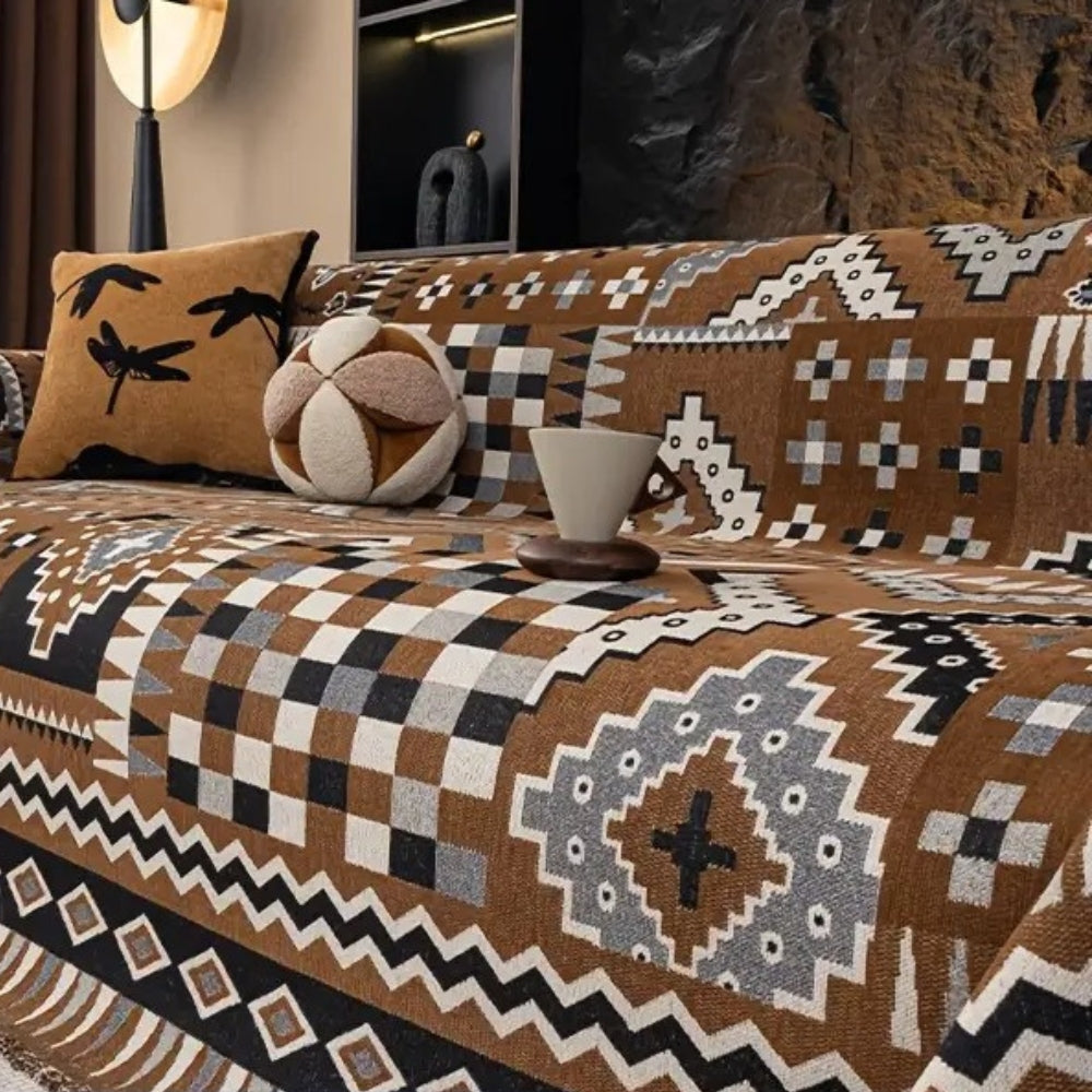 Chenille Ethnic Design Sofa Cover