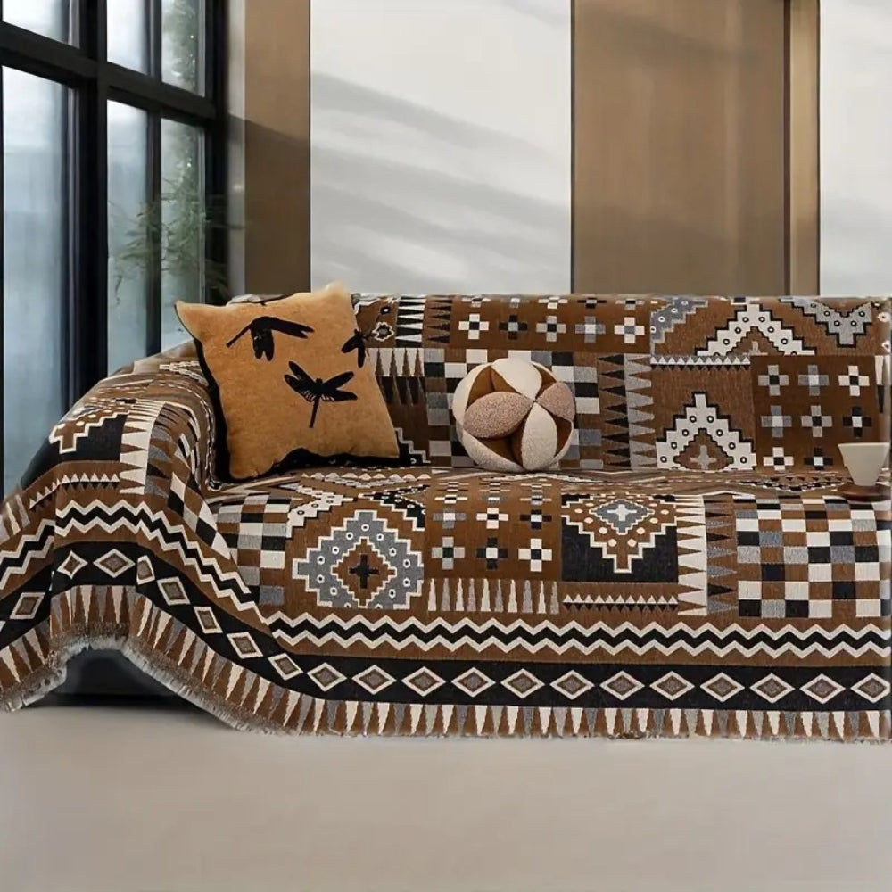 Chenille Ethnic Pattern Sofa Cover