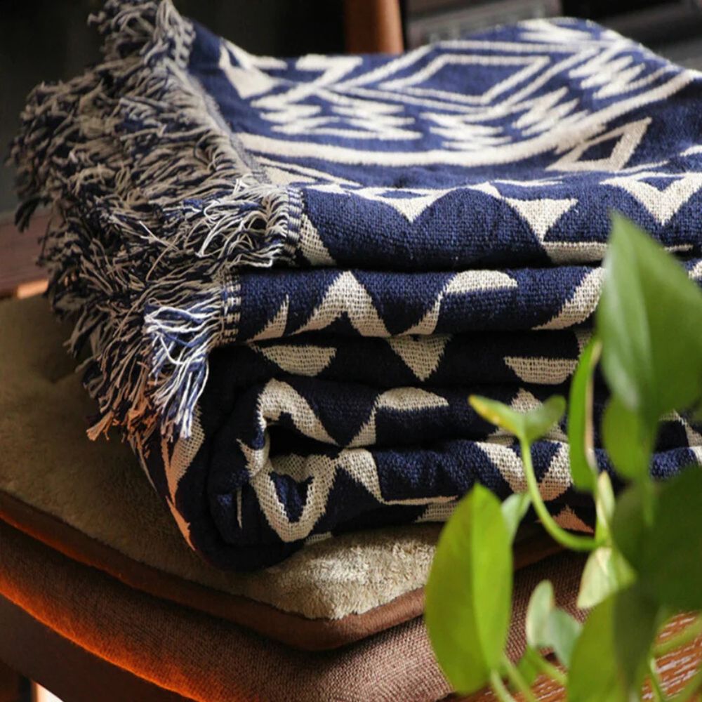 Reversible Boho Microfiber Throw Blanket