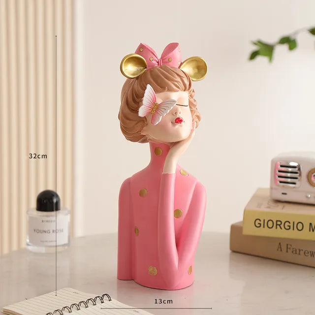 Elegant Girl Vase Decoration with Floral Design