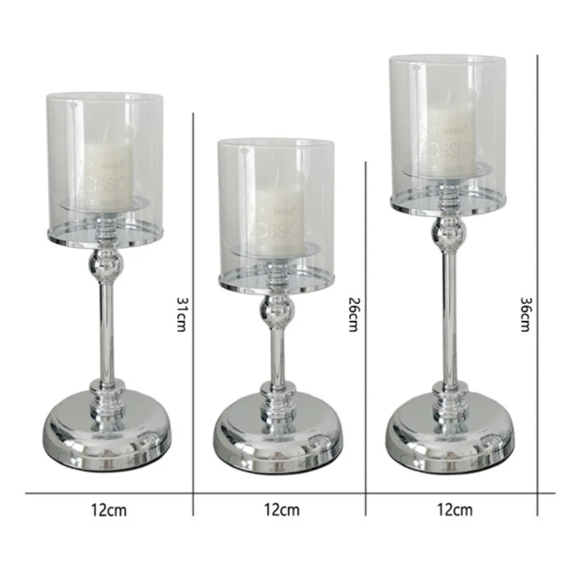 Elegant Metal Candle Holder with Glass Base