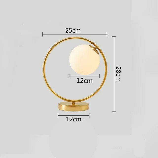 Scandinavian LED Table Lamp with Glass Sphere - Minimalist Brass Design