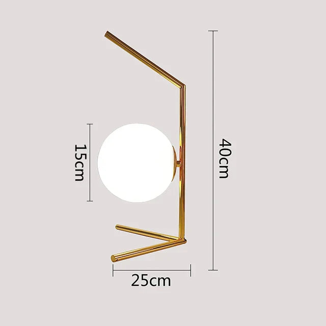 Scandinavian LED Table Lamp with Glass Sphere - Minimalist Brass Design