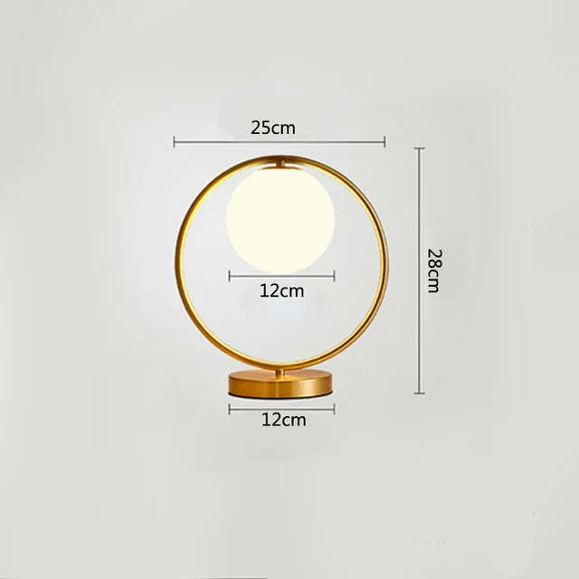 Scandinavian LED Table Lamp with Glass Sphere - Minimalist Brass Design