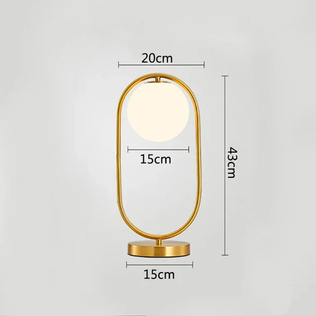 Scandinavian LED Table Lamp with Glass Sphere - Minimalist Brass Design