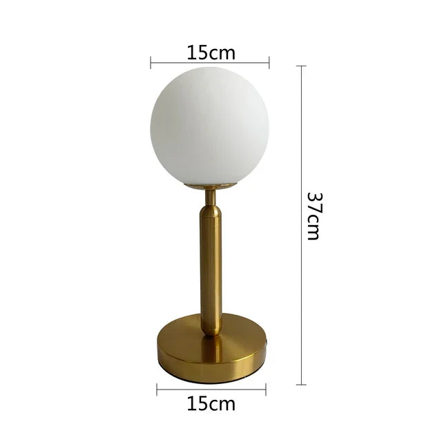 Scandinavian LED Table Lamp with Glass Sphere - Minimalist Brass Design