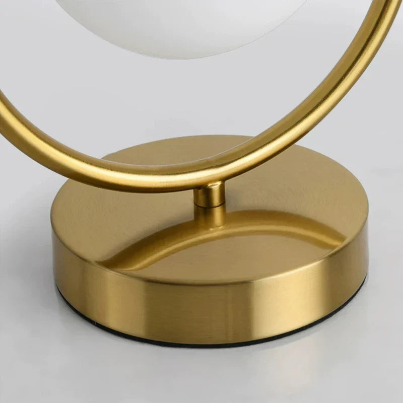 Scandinavian LED Table Lamp with Glass Sphere - Minimalist Brass Design
