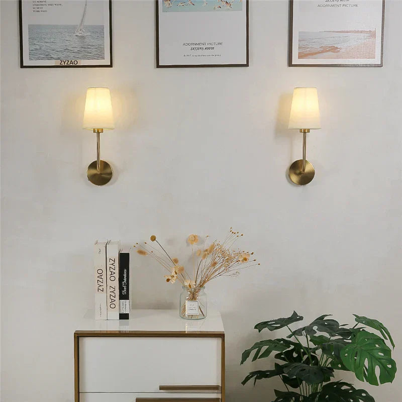 Modern Linen Shade Wall Sconce Lamp