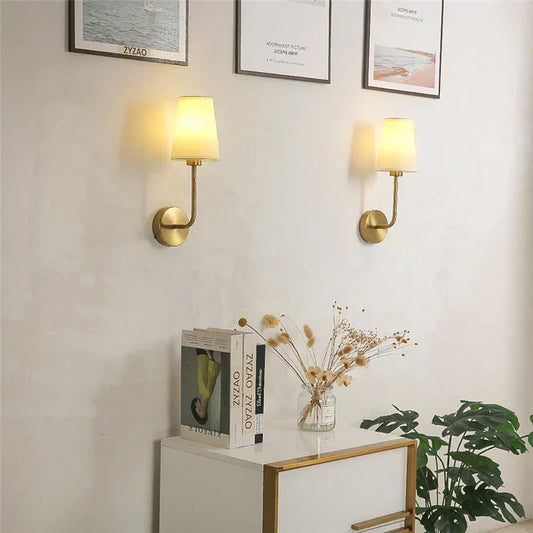 Modern Linen Shade Wall Sconce Lamp