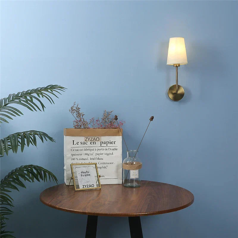 Modern Linen Shade Wall Sconce Lamp