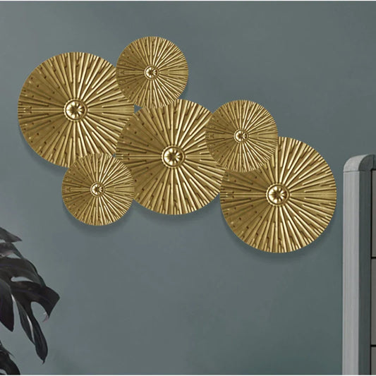Nordic Gold Round Metal Wall Hanging