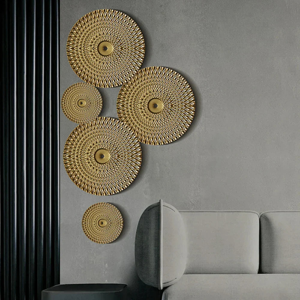 Nordic Gold Round Metal Wall Hanging