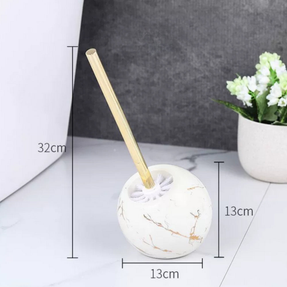Ceramic Toilet Brush with Gold Marble Design