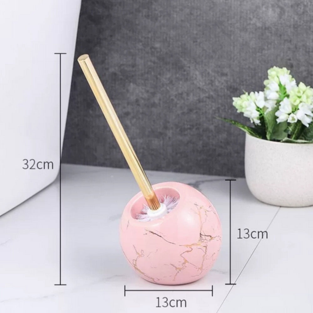 Ceramic Toilet Brush with Gold Marble Design