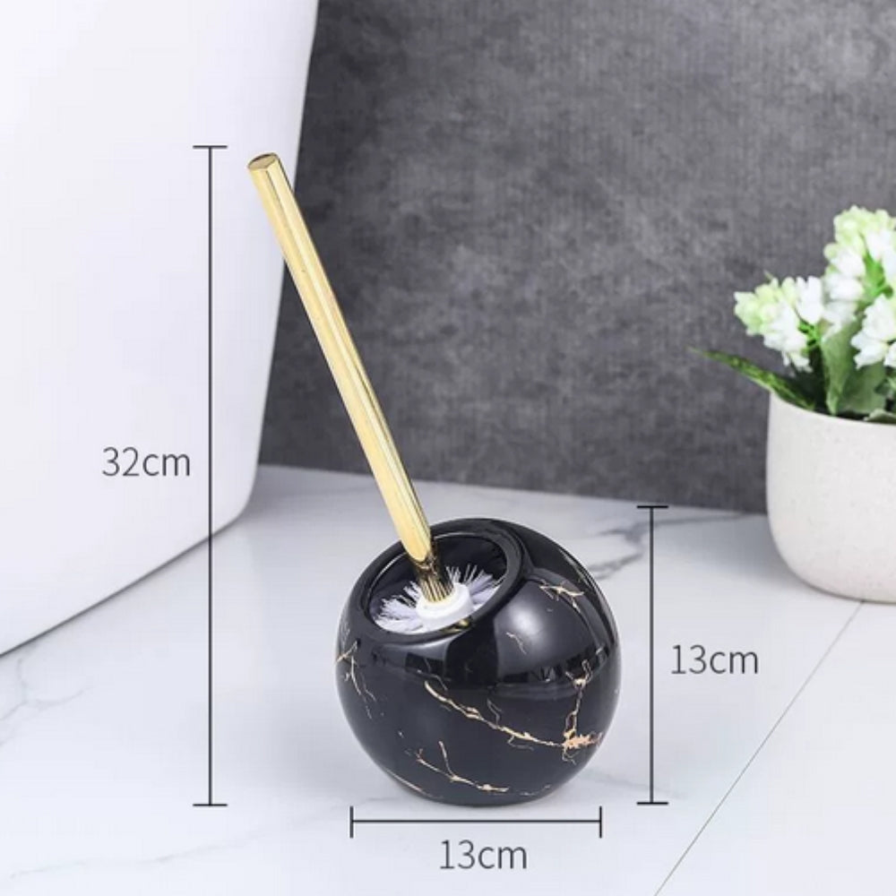Ceramic Toilet Brush with Gold Marble Design