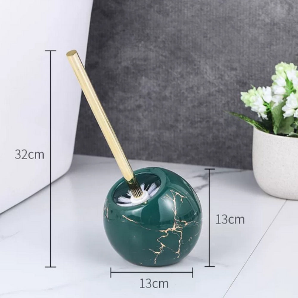 Ceramic Toilet Brush with Gold Marble Design