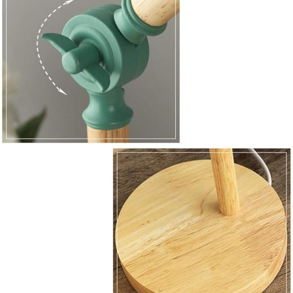Nordic Adjustable LED Table Lamp with Wood and Iron Design