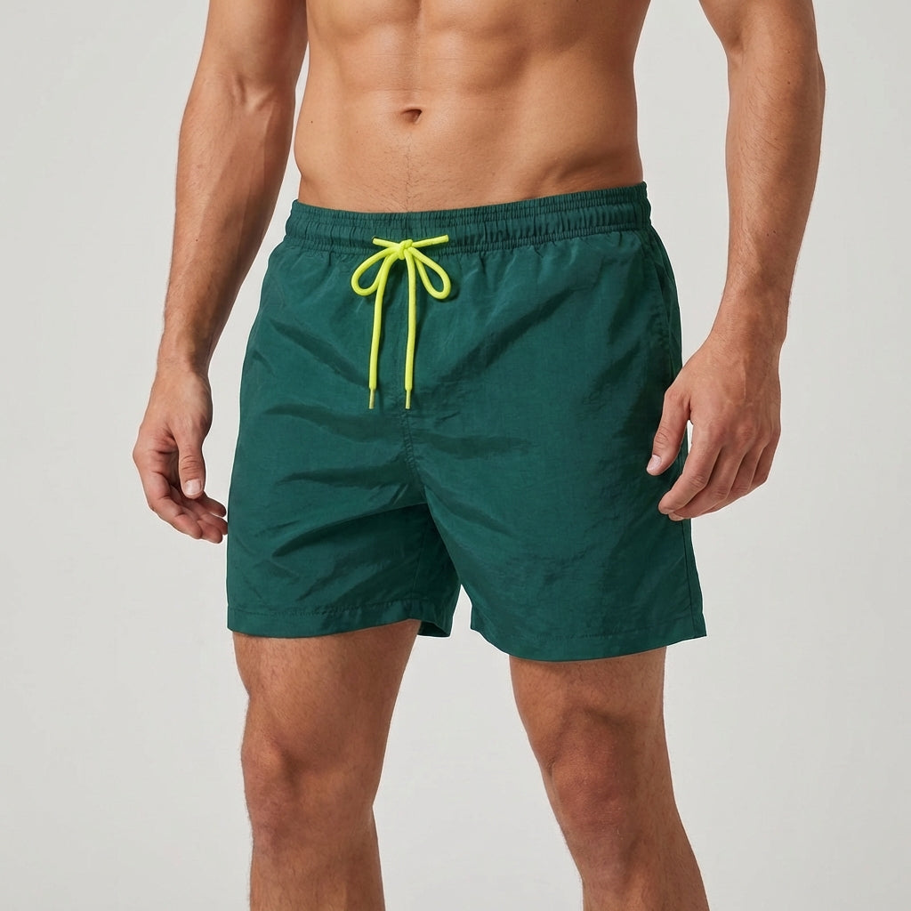 Men's Quick-Dry Swim Shorts with Elastic Waistband and Pockets