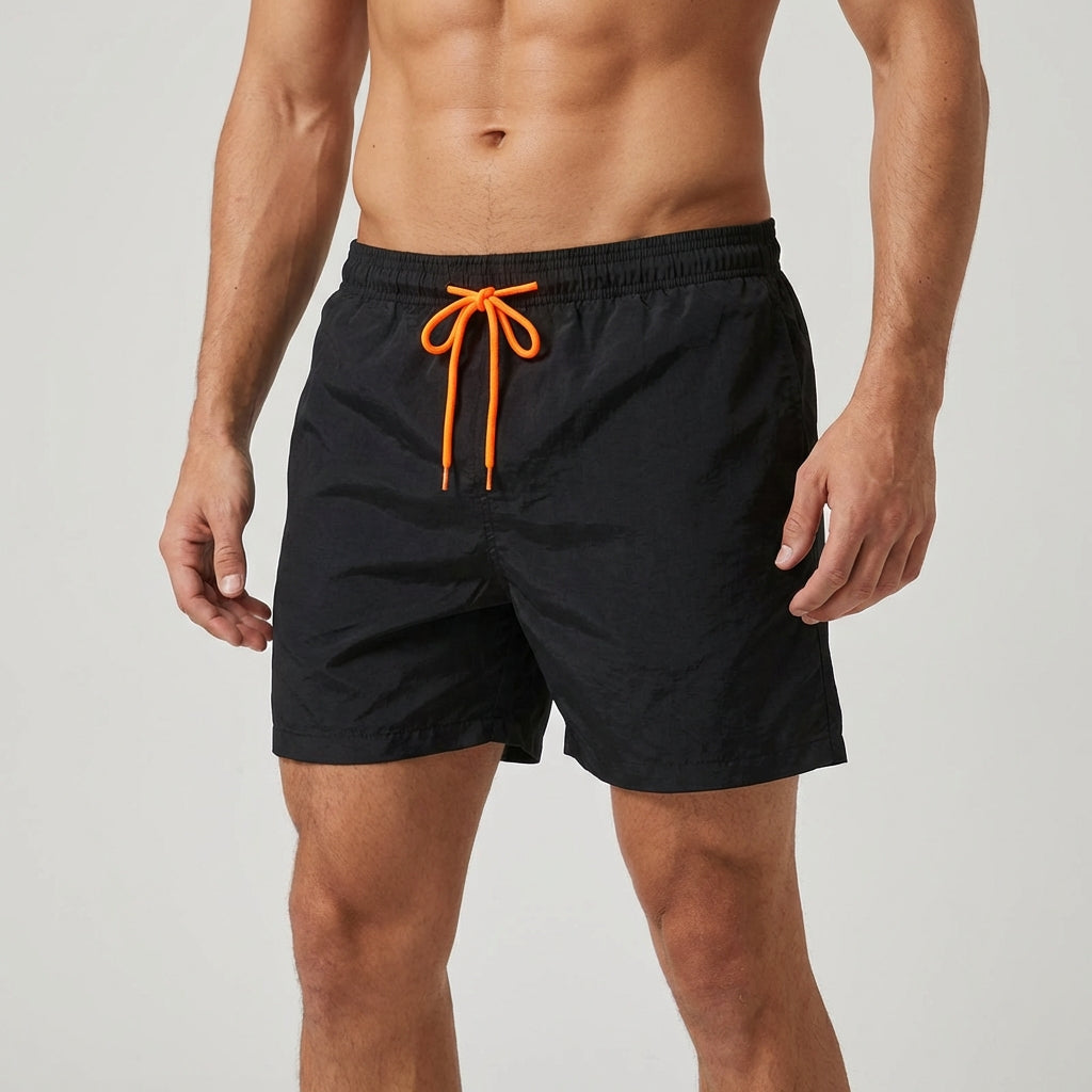 Men's Quick-Dry Swim Shorts with Elastic Waistband and Pockets
