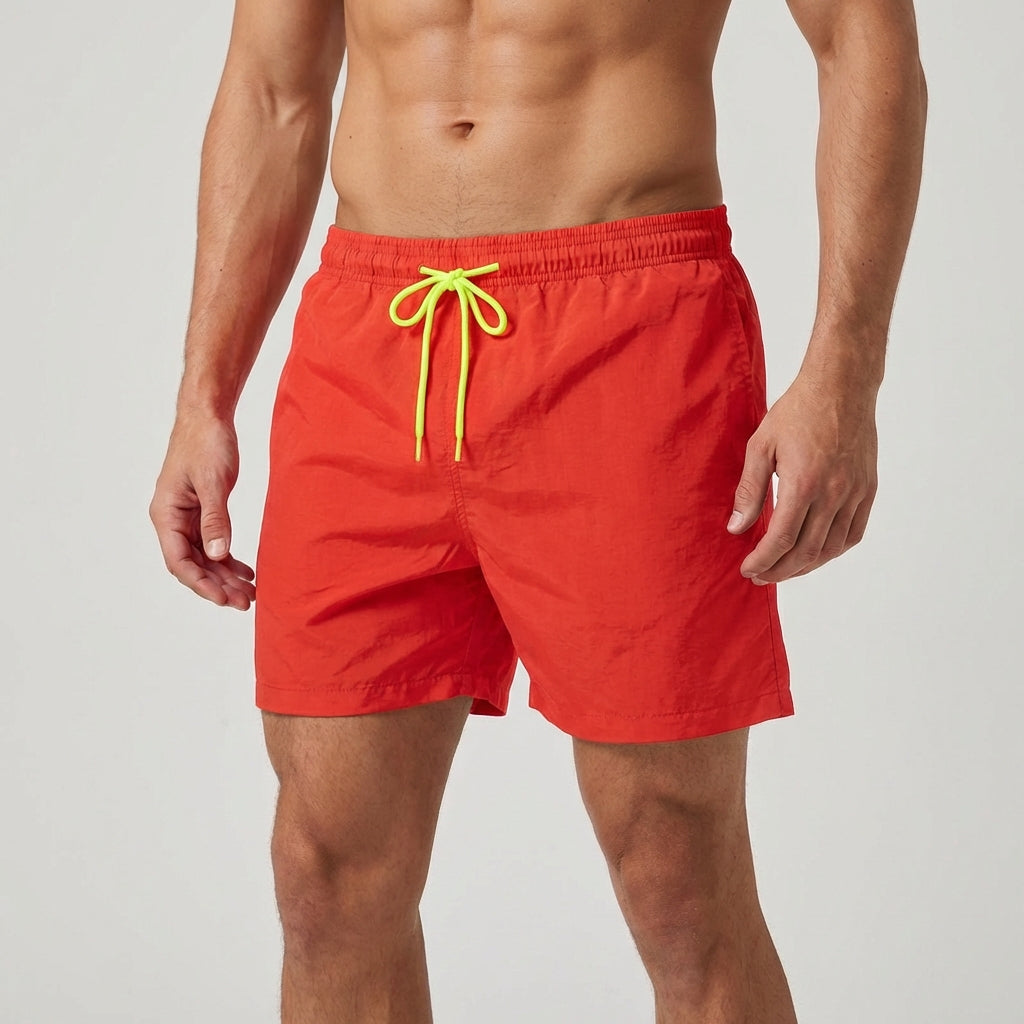 Men's Quick-Dry Swim Shorts with Elastic Waistband and Pockets