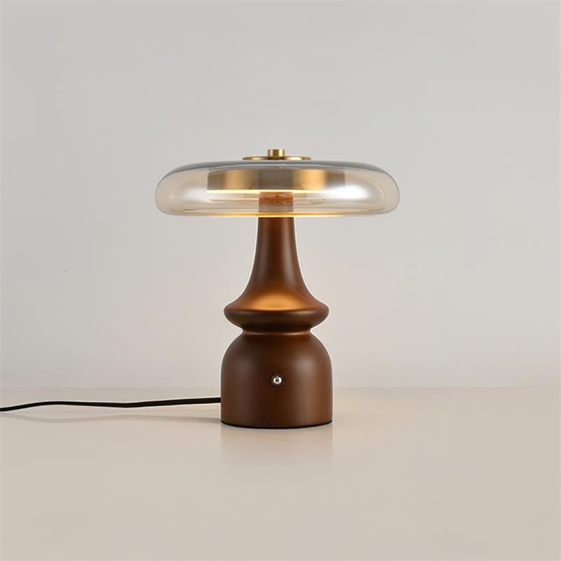 Minimalist Wood and Glass Table Lamp for Ambient Lighting