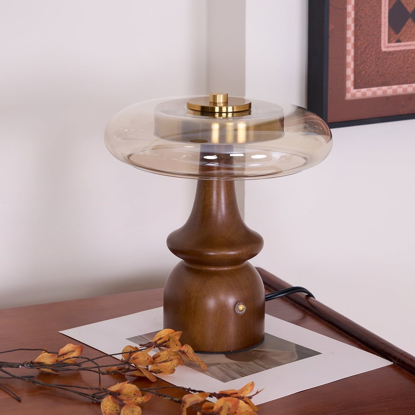 Minimalist Wood and Glass Table Lamp for Ambient Lighting