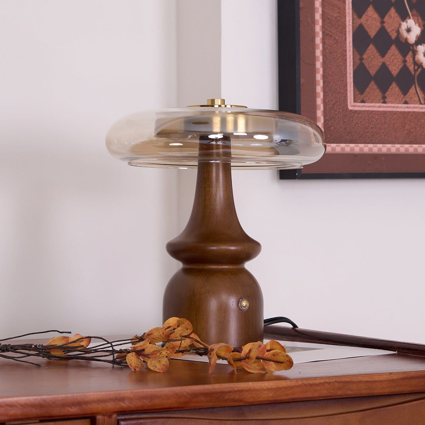 Minimalist Wood and Glass Table Lamp for Ambient Lighting