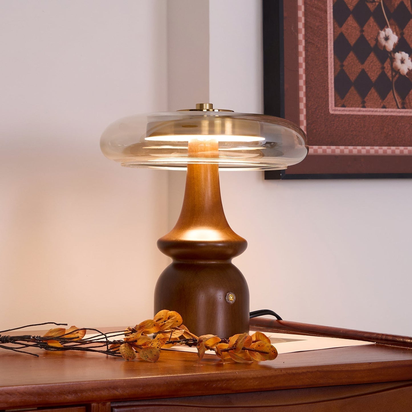 Minimalist Wood and Glass Table Lamp for Ambient Lighting