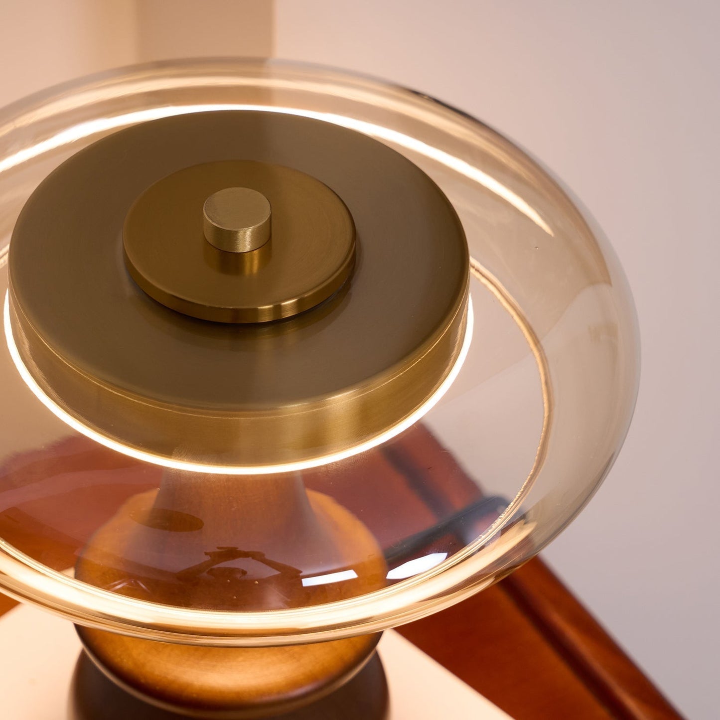 Minimalist Wood and Glass Table Lamp for Ambient Lighting