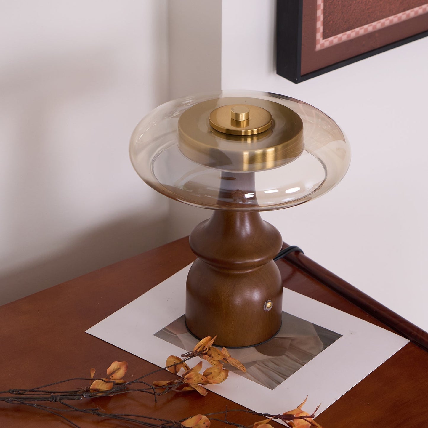 Minimalist Wood and Glass Table Lamp for Ambient Lighting