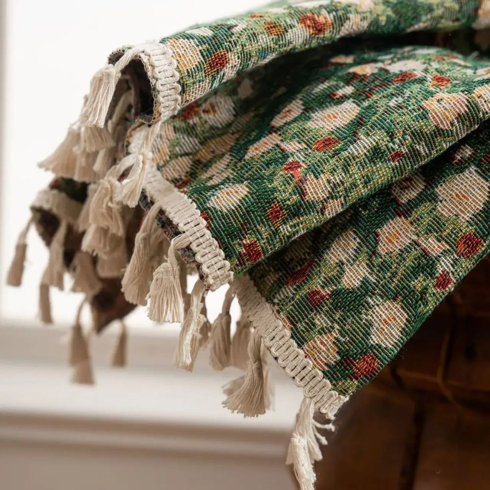 Vintage Floral Tassel Curtain Panel