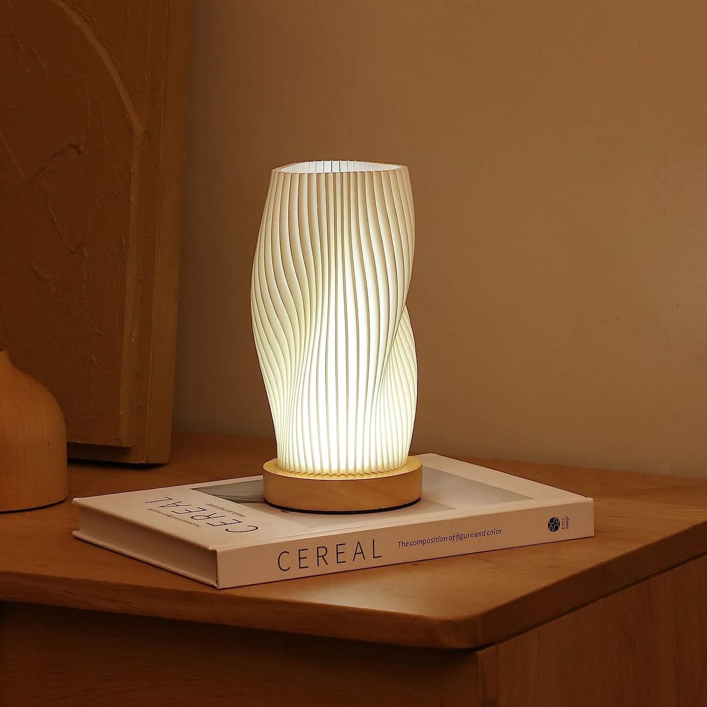 Dimmable USB Table Lamp with Wave Shade