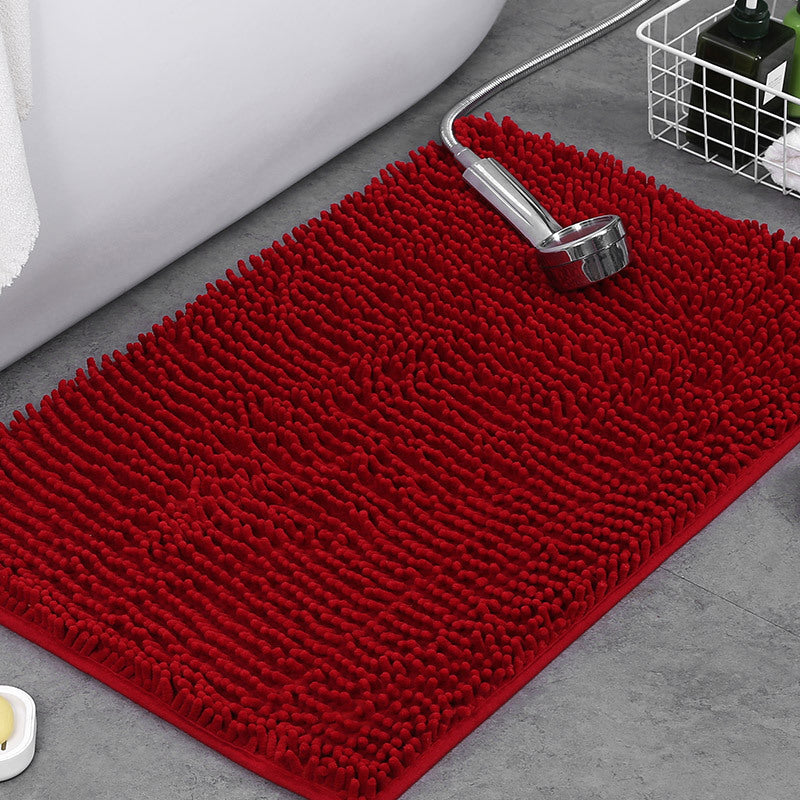Plush Chenille Non-Slip Bath Mat - Absorbent Bathroom Rug