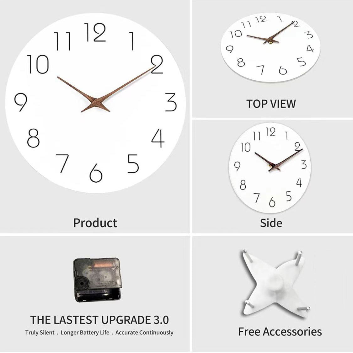 Colored Silent Wall Clock 12 Inch Modern Design