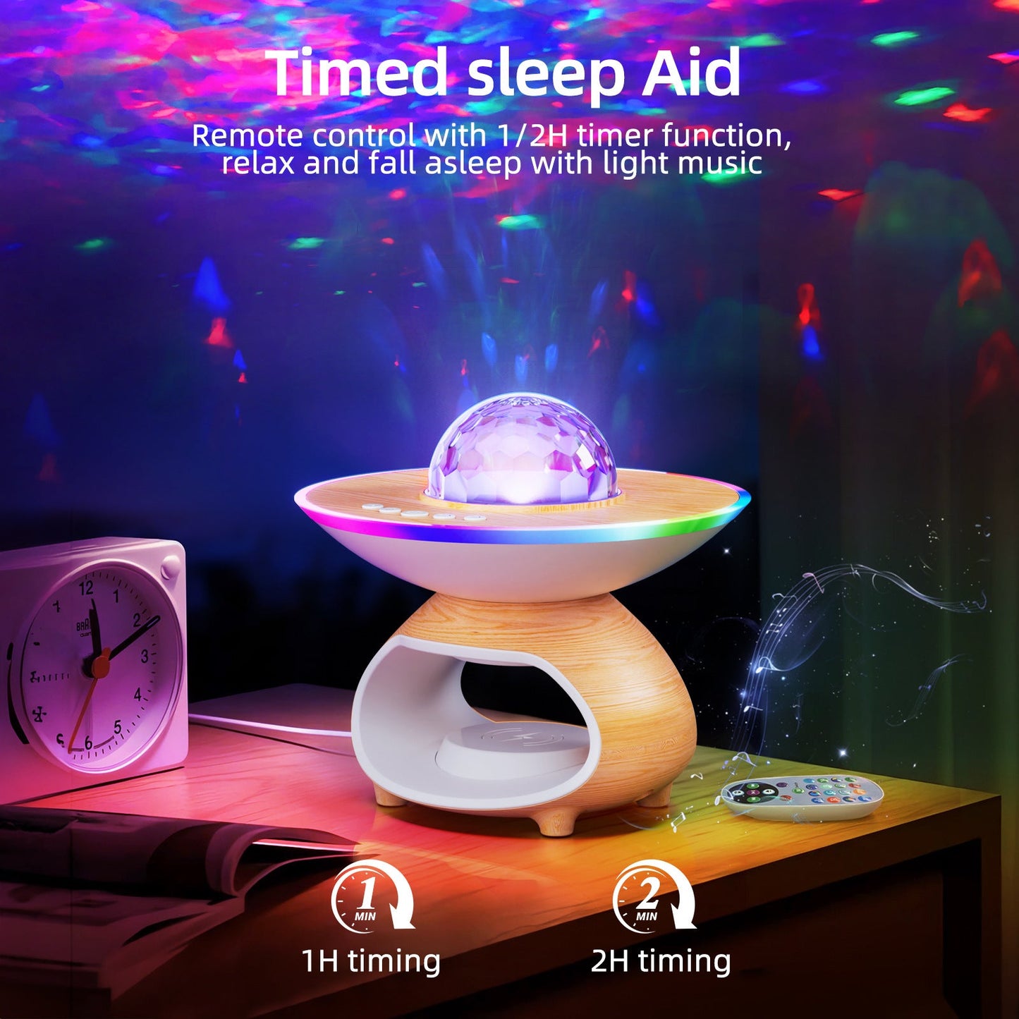 Wireless Charging Projection Lamp Night Light for Bedroom Desk