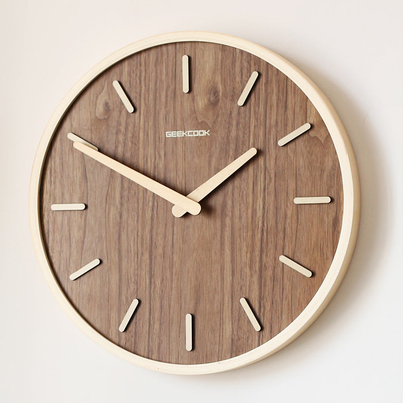 Minimalist Silent Wooden Wall Clock 12 Inch
