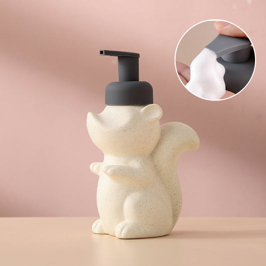 Ceramic Foaming Soap Dispenser with Squirrel Design, 17.2oz